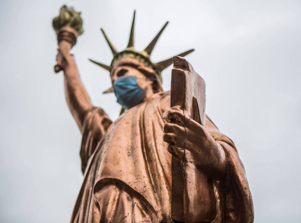 Steve Breeden purchased the replica statue at a Snohomish antique mall. (Olivia Vanni / The Herald)