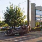 One driver was hospitalized after a two-vehicle crash Sunday night on Evergreen Way in Everett. (Everett Police Department)