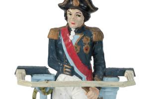 This iron figure representing Horatio Lord Nelson is part of an iron umbrella holder made for the front hall of a Victorian house. Few collectors today would recognize the man as a British naval hero who lived from 1758 to 1805. (Cowles Syndicate Inc.)