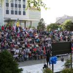 The Snohomish County Plaza hosted a rally to support law enforcement and first responders sponsored by The Outreach Committee of the Snohomish County Republican Party Friday in Everett on July 17, 2020. (Kevin Clark / The Herald)