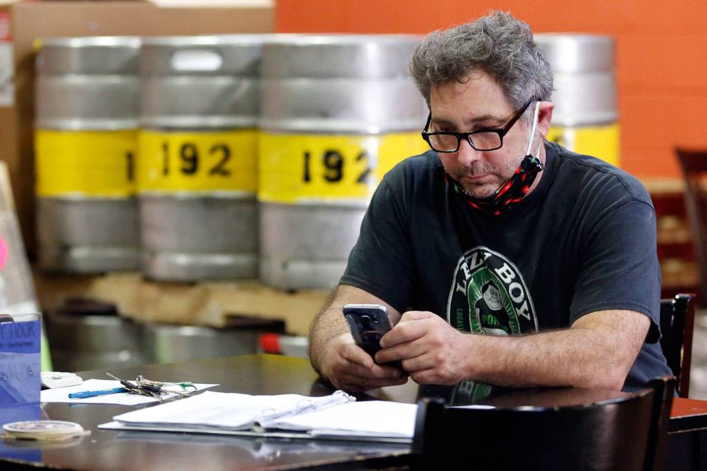 Shawn Loring, owner of Lazy Boy Brewing, received $10,000 through Everetts federal CARES Act funding. (Kevin Clark / The Herald)
