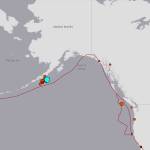 A magnitude 7.8 quake off the Alaska Peninsula on Tuesday night produced a wave of a less than a foot. (U.S. Geological Survey)
