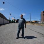 Jason Cockburn of Second Chance Foundation talks about the possibility of getting tents set up in the parking lot at Everett United Church of Christ. The church has applied to host an encampment. (Andy Bronson / The Herald)