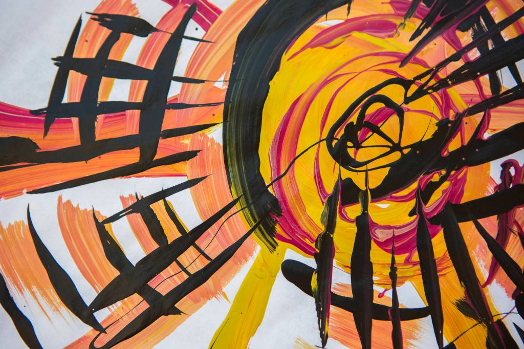 A detail of one of Lennon Wiltbanks flower paintings. (Olivia Vanni / The Herald)