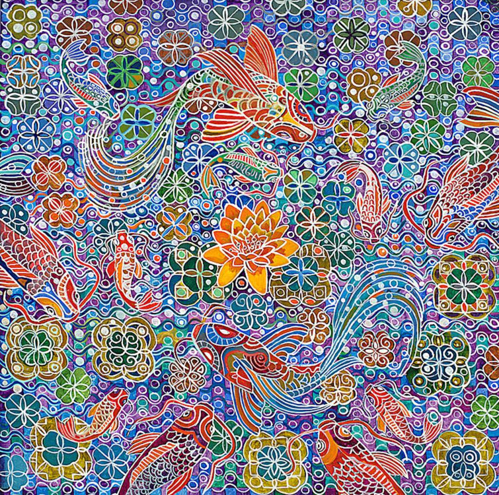 Zen Garden, by Alfredo Arreguín, who explores both Northwest and Mexican themes in his work.