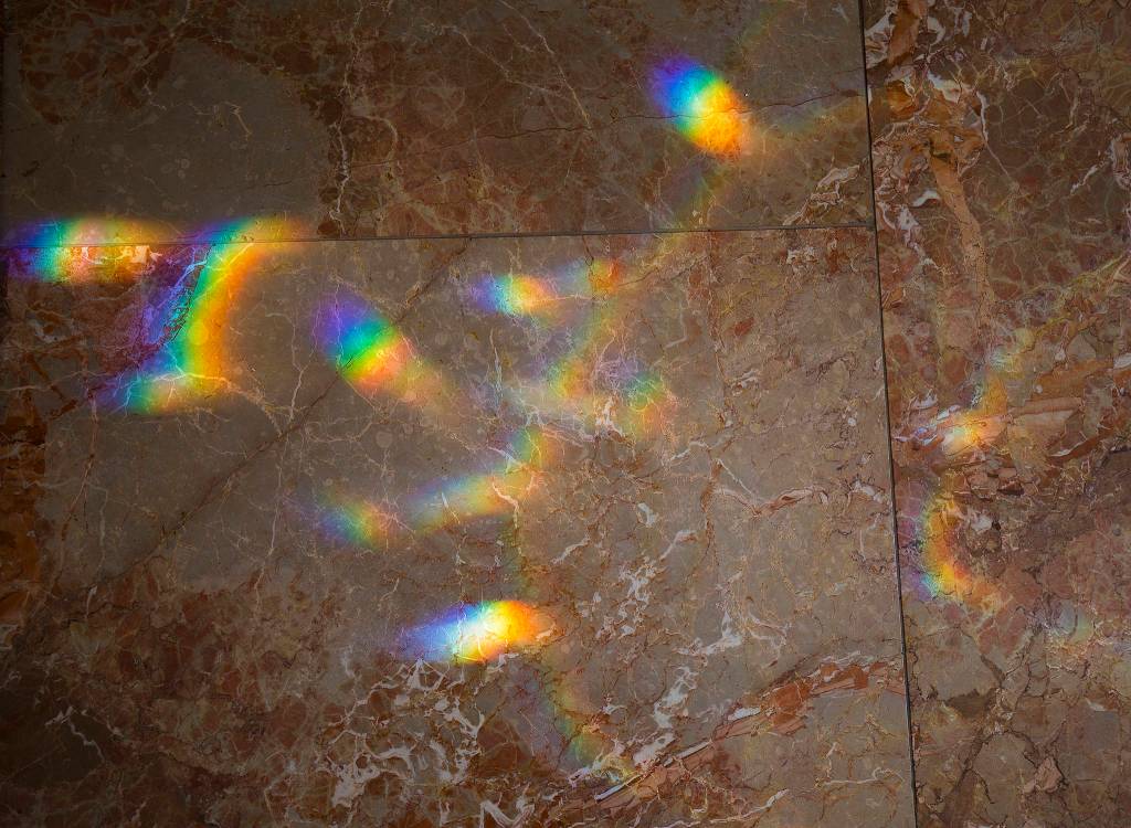 Refracted lights hit tiles in kitchen that came from the Seattle Opera House. (Andy Bronson / The Herald)