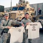 Sgt. Josh Jurovcik (left) with another soldier at Forward Operating Base Scania, south of Baghdad, in 2008 during his second tour of Iraq with the Army National Guard. (Photo courtesy of Josh Jurovcik)