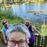 From left, Janice Podsada, Sue Misao and Andrea Brown at Beverly Lake in Everett. (Sue Misao / The Herald)