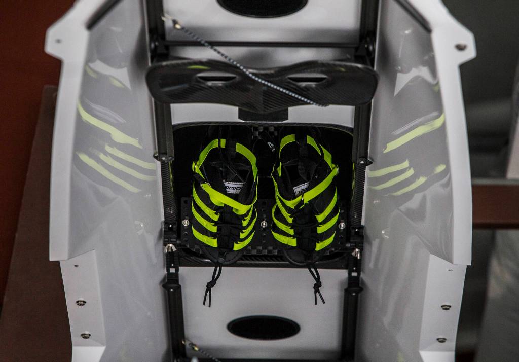 Inside of a finished boat at Pocock Racing Shells in Everett. (Olivia Vanni / The Herald)