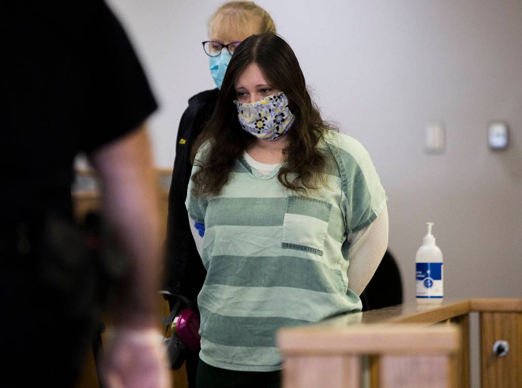 Marissa Wallen walks into the courtroom before her sentencing hearing Wednesday in Everett. (Olivia Vanni / The Herald)