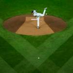Mariners pitcher Nick Margevicius throws a pitch during a game against the Astros on Wednesday, Sept. 23, 2020, in Seattle. (Olivia Vanni / The Herald)