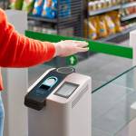 The Amazon One palm-recognition device is seen at an Amazon Go store in Seattle. (Amazon via AP)