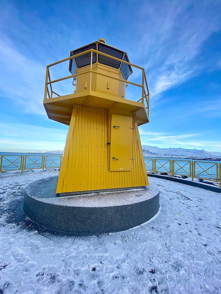 This lighthouse on a viewing platform on the coast of Reykjavik in Iceland was installed in 2019. It is the same iconic yellow design as the channel lighthouses. (Andrea Brown / The Herald)