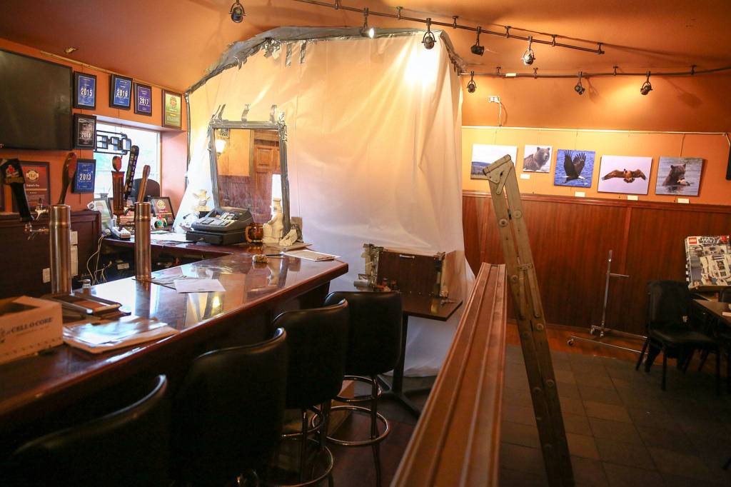 Gabriels Fire has closed its small dining area to comply with state COVID regulations. (Kevin Clark / The Herald)