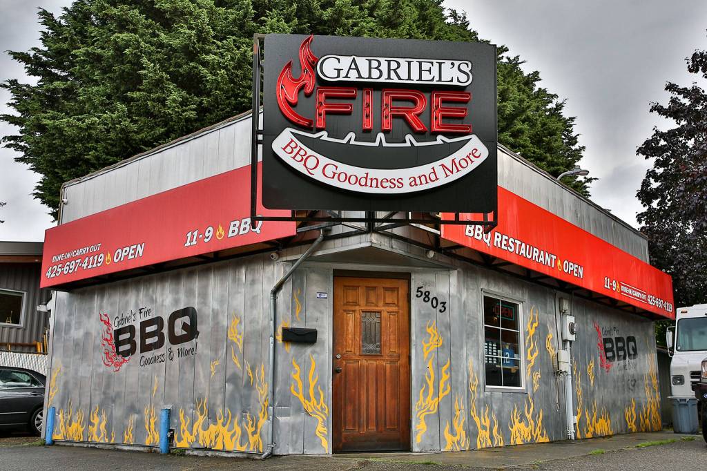 Gabriels Fire has closed its small dining area to comply with state COVID regulations. (Kevin Clark / The Herald)