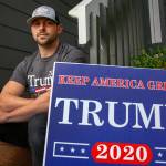 Jesse Bowers, 27, of Snohomish supports Donald Trump and says he gets dirty looks when he wears his Trump hat. (Kevin Clark / The Herald)