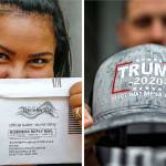 Biden supporter Jessica Figueroa (left) and Trump supporter Jesse Bowers. (Kevin Clark / The Herald)