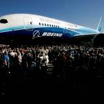 The first Boeing 787 Dreamliner is swarmed by a crowd attending the roll-out of the plane at the Boeing assembly facilty in Everett in July of 2007. (Michael OLeary / Herald file photo)