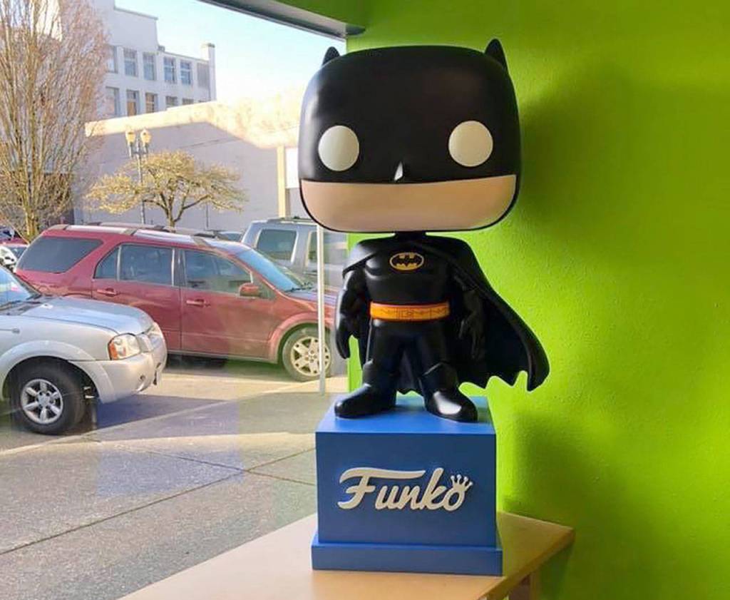 This 4-foot Funko Batman statue in the window of Everett Comics at 2831 Wetmore Ave. was stolen in a smash and grab early Sunday. (Submitted photo)