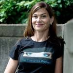 Kari Cedeno-Betancourt wearing a Blue Eyes Project shirt, a project started in remembrance of her daughter Payton Beck-Glessner on Friday, Oct. 16, 2020 in Everett, Wa. (Olivia Vanni / The Herald)