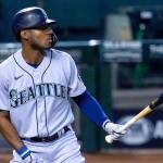 Seattle Mariners' Kyle Lewis steps in to bat against the Arizona Diamondbacks during the second inning of a baseball game Saturday, Sept. 12, 2020, in Phoenix. (AP Photo/Ross D. Franklin)