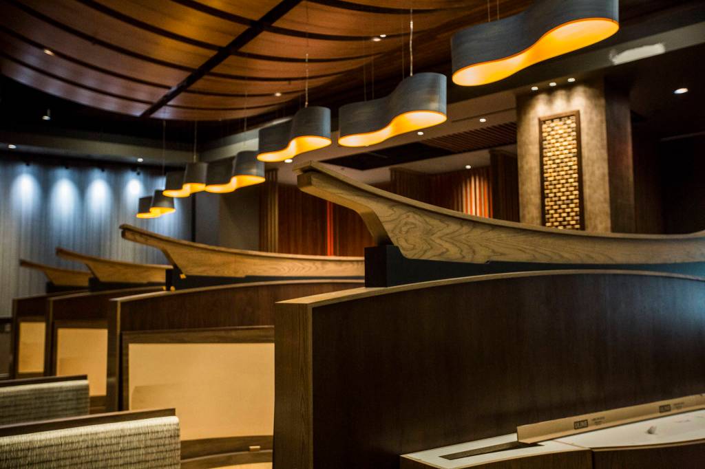 Inside the fine-dining restaurant at the new Quil Ceda Creek Casino on Wednesday in Tulalip. (Olivia Vanni / The Herald)