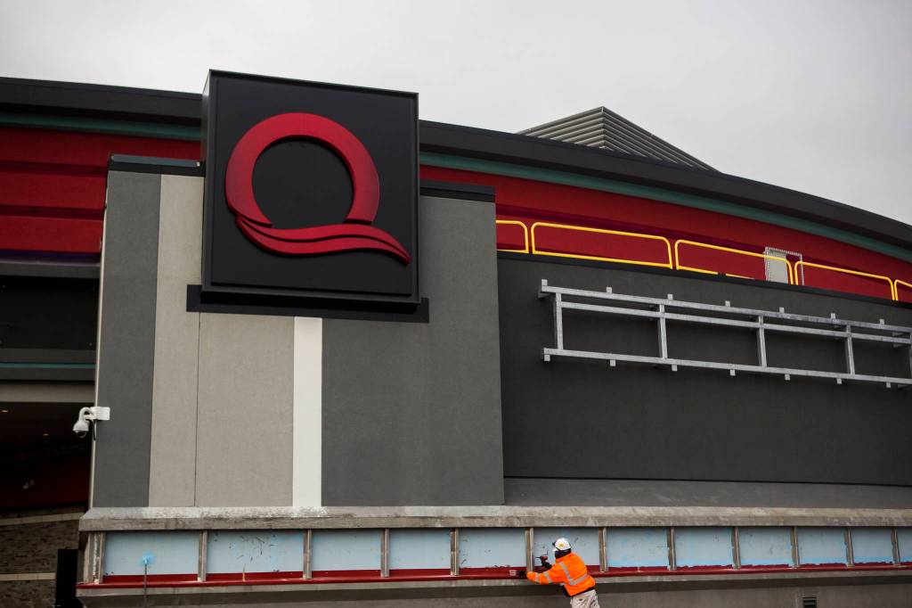 Construction continues on the new Quil Ceda Creek Casino on Wednesday in Tulalip. (Olivia Vanni / The Herald)