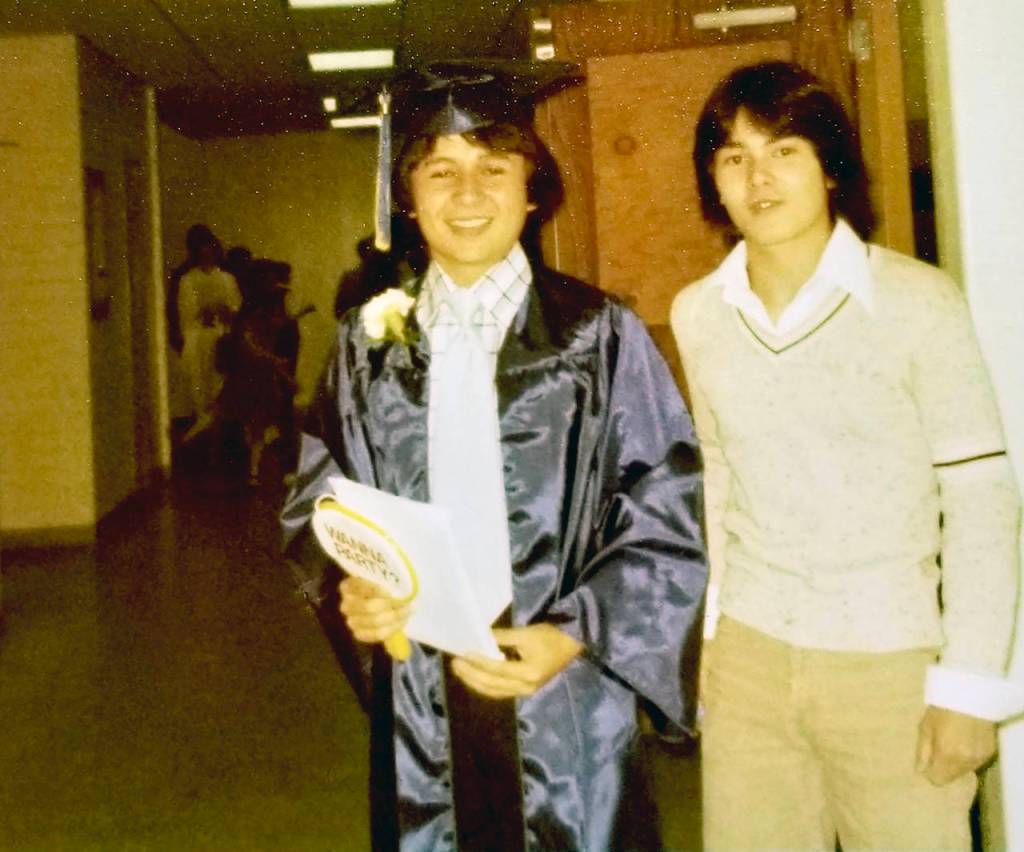 James Abbott, left, at his 1978 Mariner High School graduation with his brother, Tom. (Submitted photo)