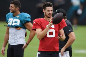 Jaguars' rookie quarterback Jake Luton (#6), seen here at a scrimmage at TIAA Bank Field in August, was the right choice to start against the Houston Texans as a replacement for the injured Gardner Minshew. (Bob Self/Florida Times-Union/TNS)