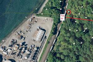 This image shows the slope height above the north end of the Point Wells site. (Snohomish County GIS)