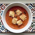 The croutons in this tomato soup are actually tiny grilled cheese sandwiches. (Rick Nelson / Star Tribune)