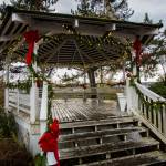 The Avenue A/Riverfront Gazebo in Snohomish is decorated for the holidays. (Olivia Vanni / The Herald)