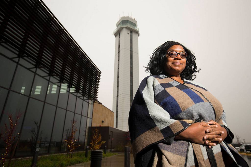 Alicia Crank, chair of the Snohomish County Airport Commission, at Paine Field in Everett. The Snohomish County-owned airfield is due to update its 20-year master plan. (Andy Bronson / The Herald)
