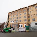 Construction continues on the new Compass Health project on 33rd Street on Nov. 18 in Everett. (Andy Bronson / The Herald)