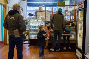 Customers place their orders at Sisters on Tuesday, Nov. 17, 2020 in Everett, Wa. (Olivia Vanni / The Herald)