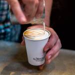 A latte is made at Narrative Coffee on Oct. 4, 2018 in Everett, Wa. (Olivia Vanni / The Herald)