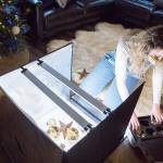 Sofia Drogomiretskiy sets up an example of what she would photograph for a Decorent Instagram photo on Wednesday, Nov. 18, 2020 in Bothell, Wa. (Olivia Vanni / The Herald)