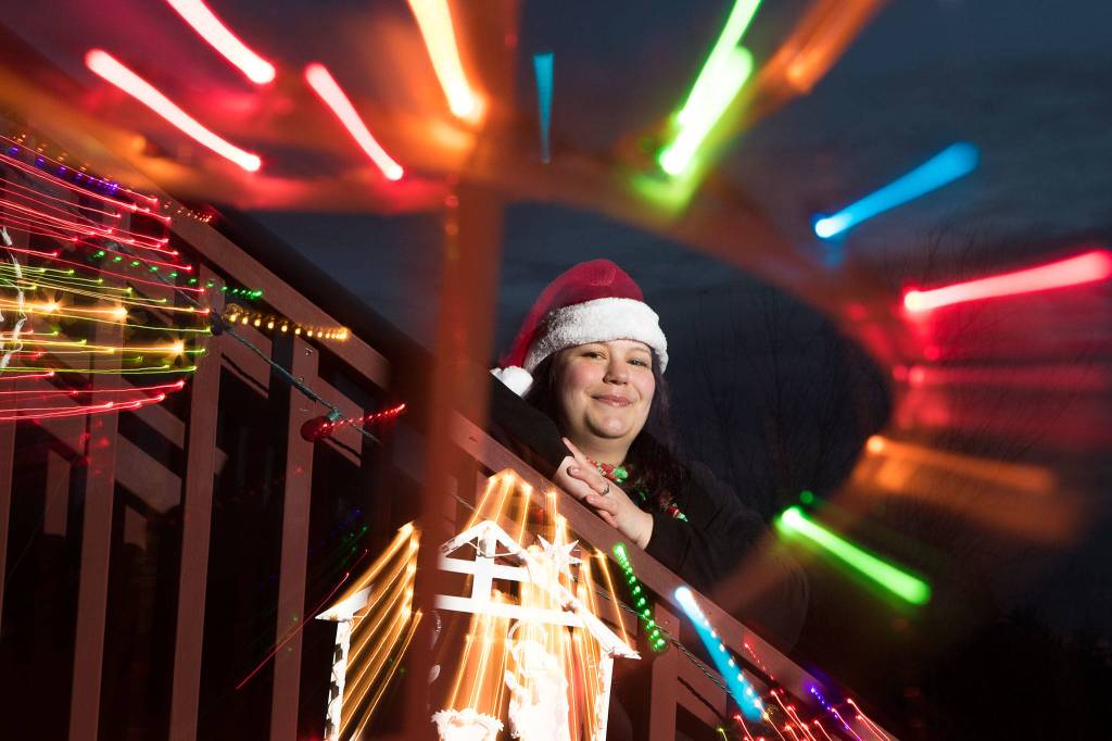 Before creating her Christmas map, Brandi Jean Smith of Arlington made a map of Halloween decorations and events. (Andy Bronson / The Herald)
