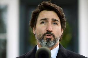 Prime Minister Justin Trudeau holds a press conference at Rideau Cottage during the COVID pandemic in Ottawa on Tuesday, Dec. 1, 2020. (Sean Kilpatrick/The Canadian Press via AP)