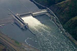 FILE - In this May 15, 2019 file photo, the Lower Granite Dam on the Snake River is seen from the air near Colfax, Wash. Environmental groups are vowing to continue their fight to remove four dams on the Snake River in Washington state they say are killing salmon that are a key food source for endangered killer whales. (AP Photo/Ted S. Warren, File)