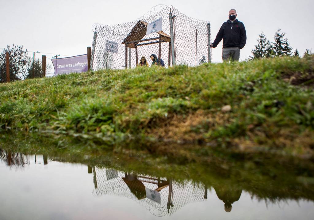 Pastor Tim Olseon outside Edmonds Lutheran Church. (Olivia Vanni / The Herald)