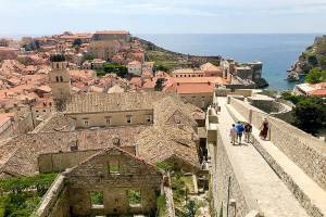 Strolling atop the wall overlooking Dubrovnik.
