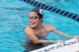 Jackson High School graduate Nicole Limberg smiles during an event with the Rice University swim team. (Photo courtesy Rice University)