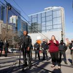 Nashville Chief of Police John Drake speaks at a news conference Sunday, Dec. 27, 2020, in Nashville, Tenn. Drake spoke before five officers told what they experienced when an explosion took place in downtown Nashville early Christmas morning. The officers are part of a group of six officers credited with evacuating people before the explosion happened. (AP Photo/Mark Humphrey)