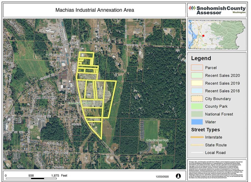 If the Machias Industrial Annexation moves forward, 67 acres would be annexed by Lake Stevens. (City of Lake Stevens)