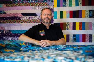 Rex Caldwell at his home workshop where he makes the majority of his donation pieces on Tuesday, Sept. 22, 2020 in Brier, Wa. (Olivia Vanni / The Herald)