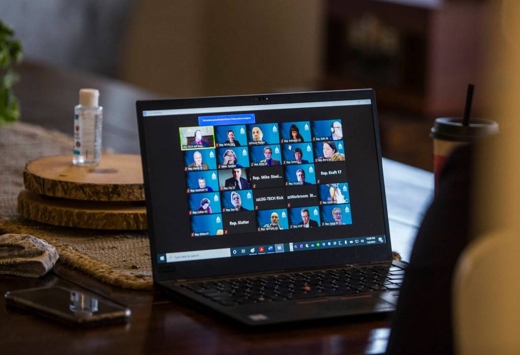 State representatives respond to roll call during an online meeting before their swearing in on Friday. (Olivia Vanni / The Herald)