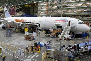 FILE - In this June 12, 2017, file photo, a Boeing 787 airplane being built for Norwegian Air Shuttle is shown at Boeing Co.'s assembly facility, in Everett, Wash. Boeing is dealing with a new production problem involving its 787 jet, in which inspections have found flaws in the way that sections of the rear of the plane were joined together. Boeing said Tuesday, Sept. 8, 2020, it's not an immediate safety risk but could cause the planes to age prematurely. (AP Photo/Ted S. Warren, File)