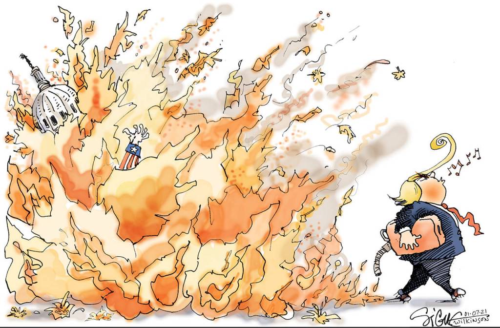 Signe cartoon
Trump Capitol on fire