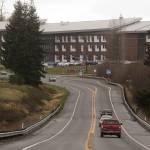 The new three-story Stanwood High School dominates the view of drivers as they enter Stanwood city limits on Monday. The new building, at 260,000-square-feet, replaces the former school built in 1971. (Andy Bronson / The Herald)